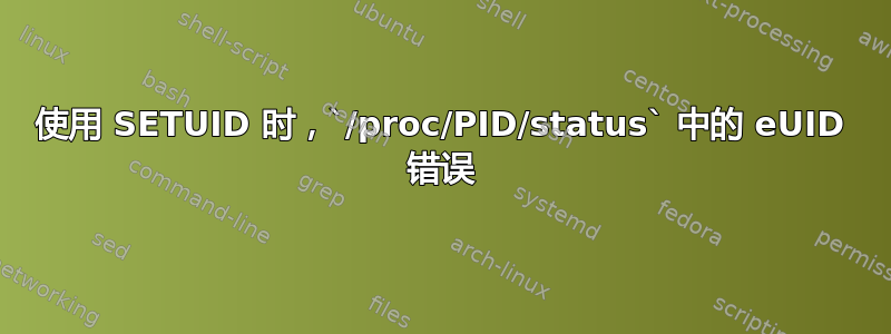 使用 SETUID 时，`/proc/PID/status` 中的 eUID 错误