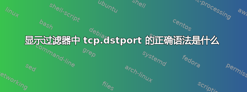 显示过滤器中 tcp.dstport 的正确语法是什么