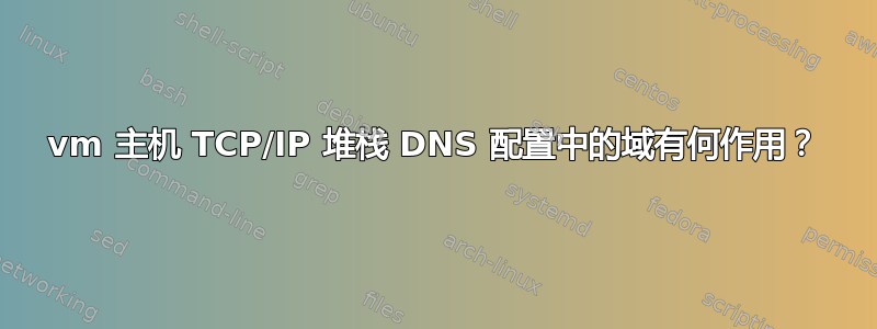 vm 主机 TCP/IP 堆栈 DNS 配置中的域有何作用？