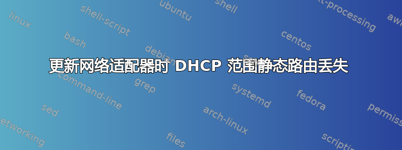 更新网络适配器时 DHCP 范围静态路由丢失