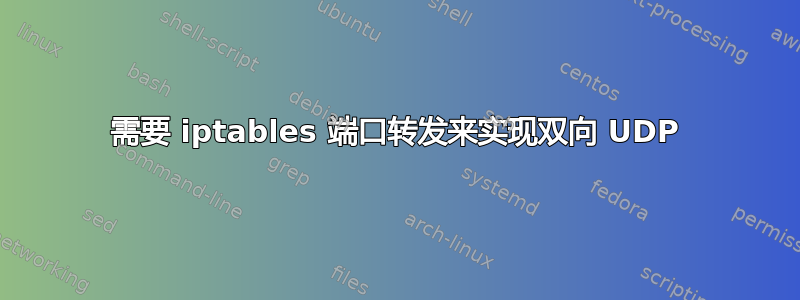 需要 iptables 端口转发来实现双向 UDP