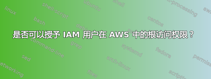 是否可以授予 IAM 用户在 AWS 中的根访问权限？