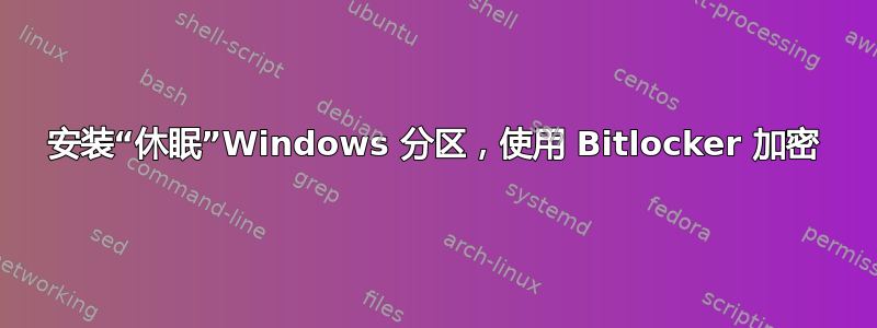 安装“休眠”Windows 分区，使用 Bitlocker 加密