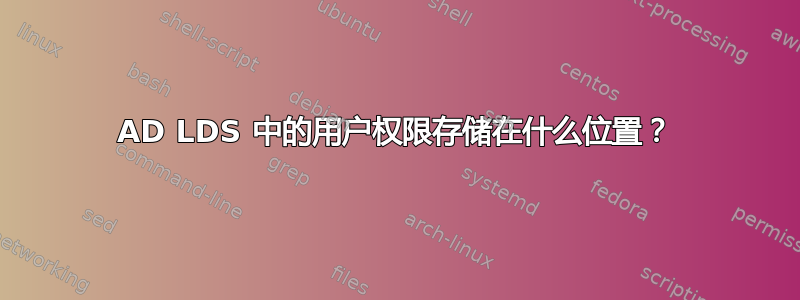 AD LDS 中的用户权限存储在什么位置？