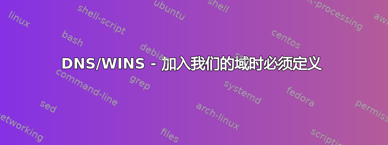 DNS/WINS - 加入我们的域时必须定义