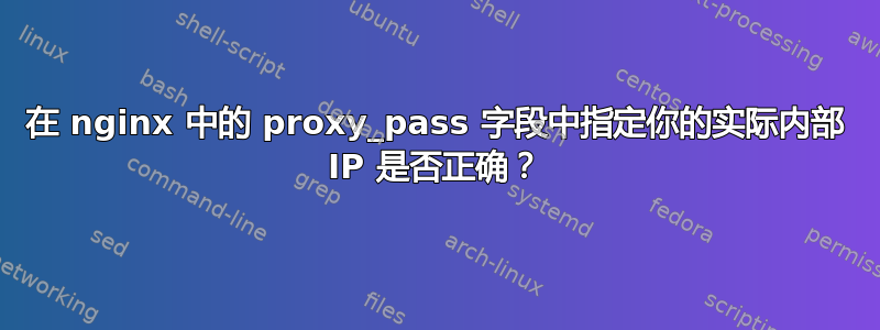 在 nginx 中的 proxy_pass 字段中指定你的实际内部 IP 是否正确？