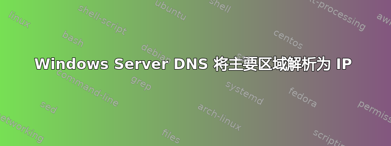 Windows Server DNS 将主要区域解析为 IP