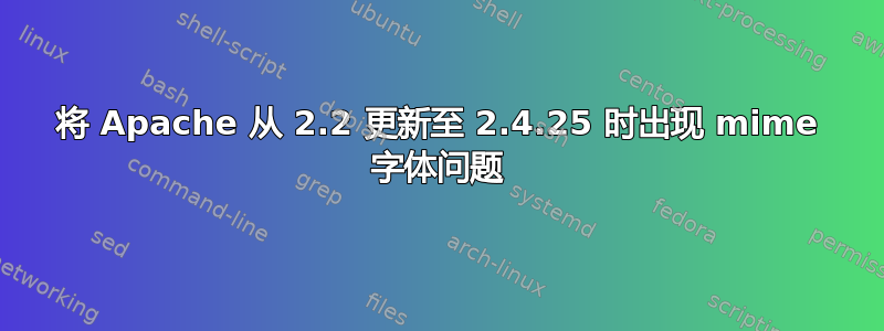 将 Apache 从 2.2 更新至 2.4.25 时出现 mime 字体问题