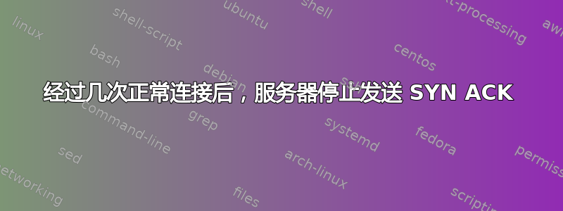 经过几次正常连接后，服务器停止发送 SYN ACK