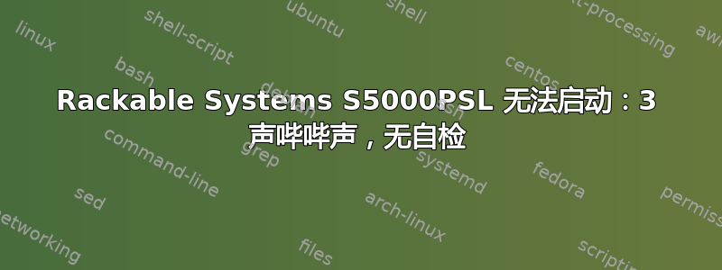 Rackable Systems S5000PSL 无法启动：3 声哔哔声，无自检