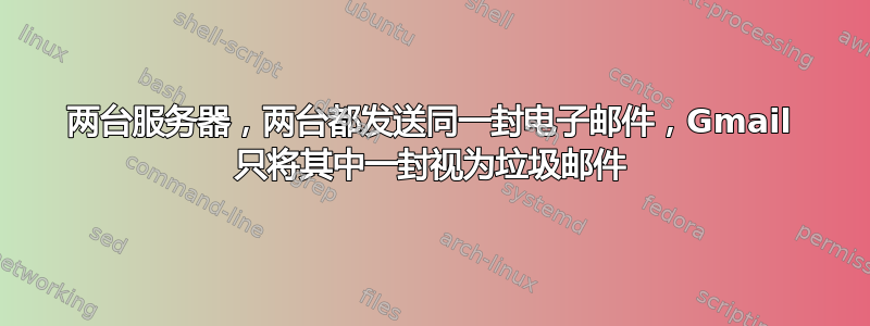 两台服务器，两台都发送同一封电子邮件，Gmail 只将其中一封视为垃圾邮件