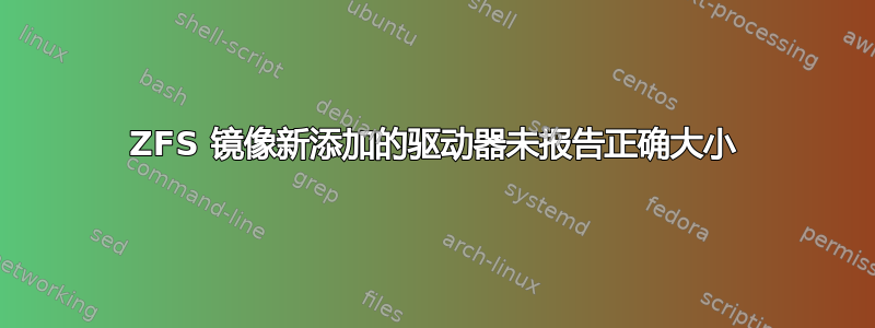 ZFS 镜像新添加的驱动器未报告正确大小