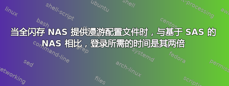 当全闪存 NAS 提供漫游配置文件时，与基于 SAS 的 NAS 相比，登录所需的时间是其两倍