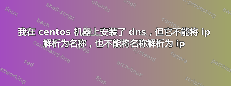 我在 centos 机器上安装了 dns，但它不能将 ip 解析为名称，也不能将名称解析为 ip