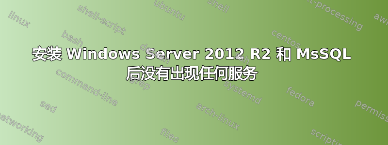 安装 Windows Server 2012 R2 和 MsSQL 后没有出现任何服务