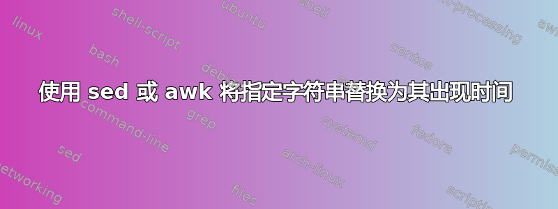 使用 sed 或 awk 将指定字符串替换为其出现时间