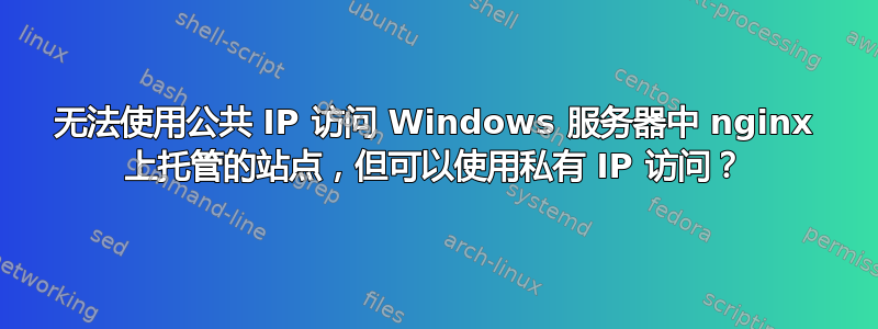 无法使用公共 IP 访问 Windows 服务器中 nginx 上托管的站点，但可以使用私有 IP 访问？