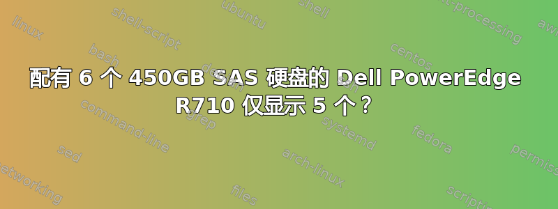 配有 6 个 450GB SAS 硬盘的 Dell PowerEdge R710 仅显示 5 个？