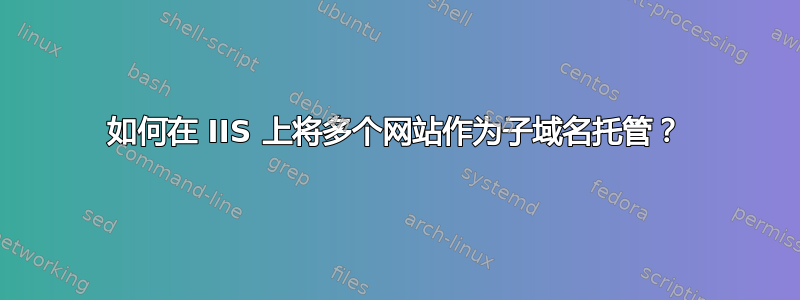 如何在 IIS 上将多个网站作为子域名托管？