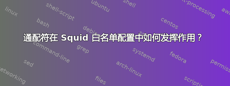 通配符在 Squid 白名单配置中如何发挥作用？