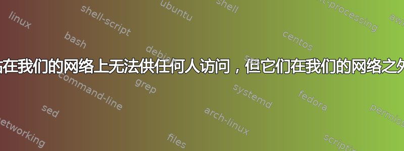 有几个网站在我们的网络上无法供任何人访问，但它们在我们的网络之外运行良好