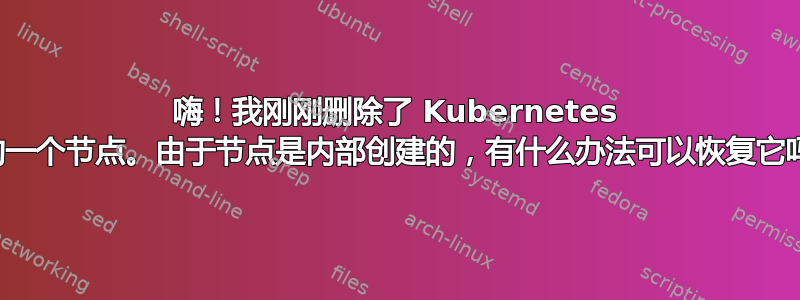 嗨！我刚刚删除了 Kubernetes 上的一个节点。由于节点是内部创建的，有什么办法可以恢复它吗？