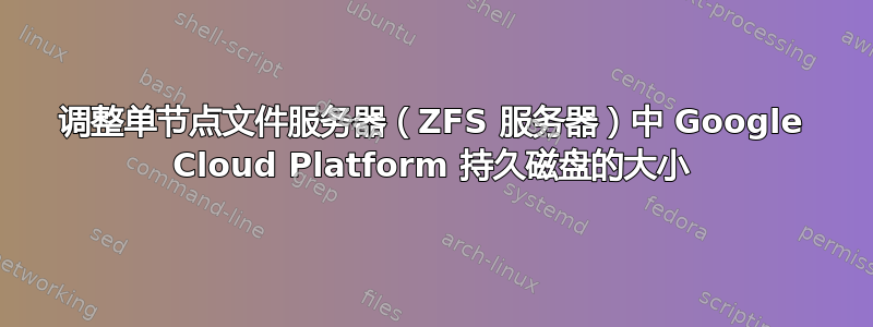 调整单节点文件服务器（ZFS 服务器）中 Google Cloud Platform 持久磁盘的大小