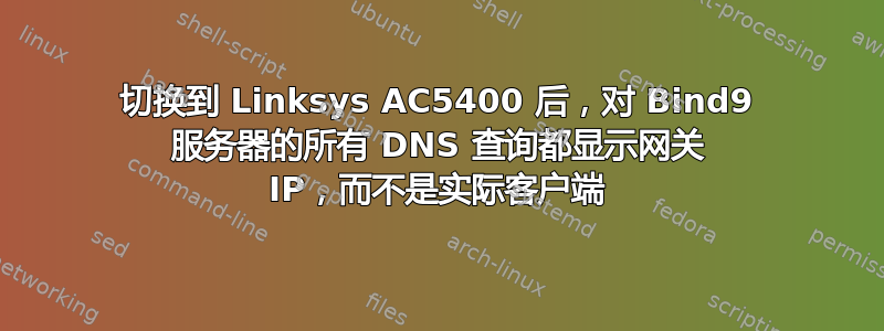 切换到 Linksys AC5400 后，对 Bind9 服务器的所有 DNS 查询都显示网关 IP，而不是实际客户端