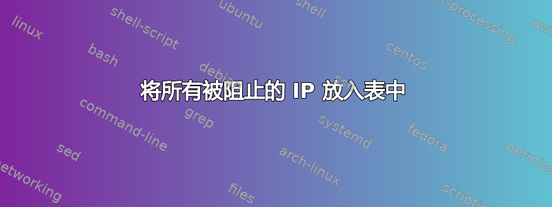 将所有被阻止的 IP 放入表中