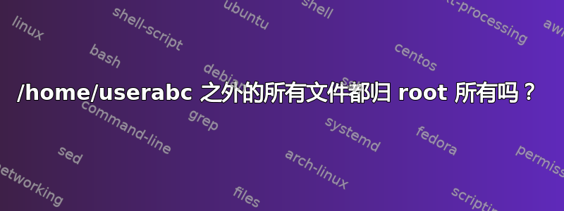 /home/userabc 之外的所有文件都归 root 所有吗？