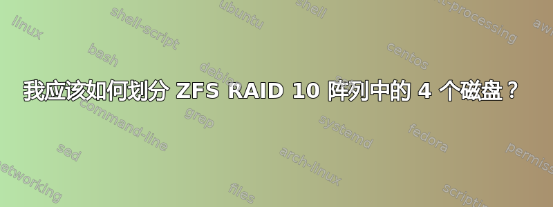 我应该如何划分 ZFS RAID 10 阵列中的 4 个磁盘？