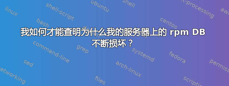 我如何才能查明为什么我的服务器上的 rpm DB 不断损坏？