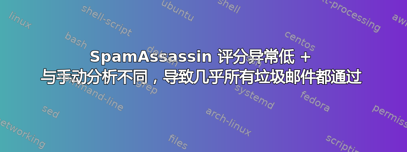 SpamAssassin 评分异常低 + 与手动分析不同，导致几乎所有垃圾邮件都通过