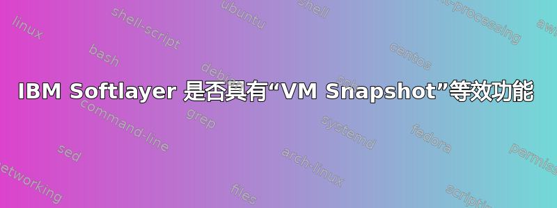 IBM Softlayer 是否具有“VM Snapshot”等效功能