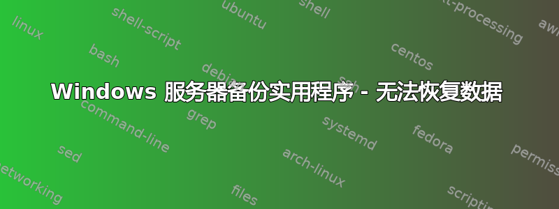 Windows 服务器备份实用程序 - 无法恢复数据