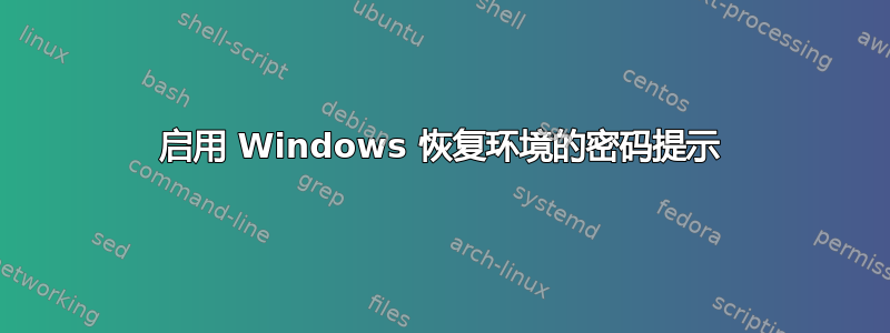 启用 Windows 恢复环境的密码提示