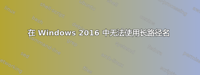 在 Windows 2016 中无法使用长路径名