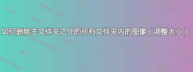 如何删除主文件夹之外的所有文件夹内的图像（调整大小）