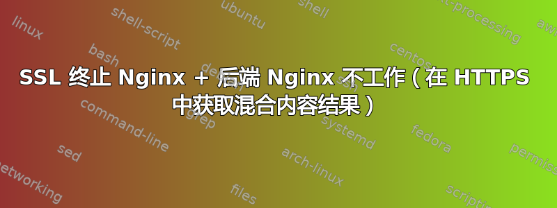 SSL 终止 Nginx + 后端 Nginx 不工作（在 HTTPS 中获取混合内容结果）