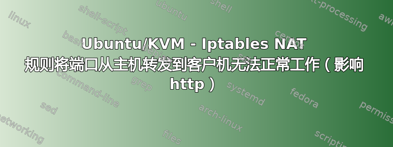 Ubuntu/KVM - Iptables NAT 规则将端口从主机转发到客户机无法正常工作（影响 http）