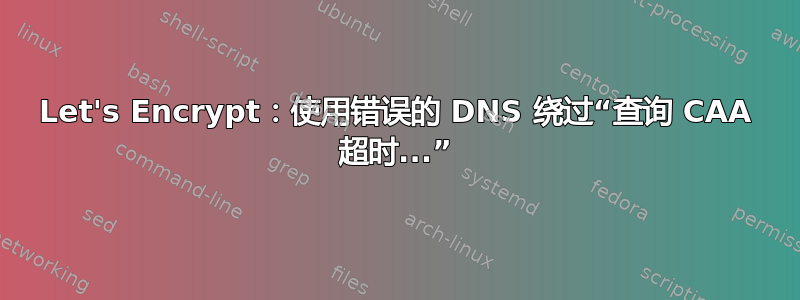 Let's Encrypt：使用错误的 DNS 绕过“查询 CAA 超时...”