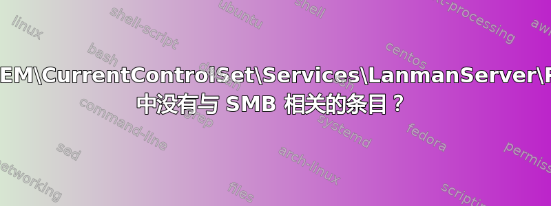 HKLM\SYSTEM\CurrentControlSet\Services\LanmanServer\Parameters 中没有与 SMB 相关的条目？