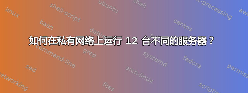 如何在私有网络上运行 12 台不同的服务器？