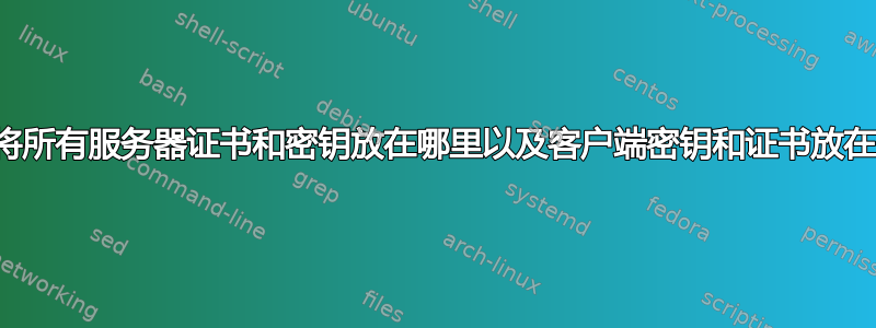 我应该将所有服务器证书和密钥放在哪里以及客户端密钥和证书放在哪里？