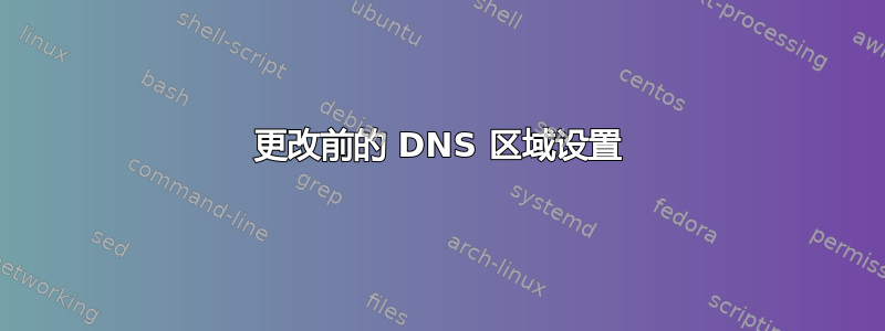 更改前的 DNS 区域设置