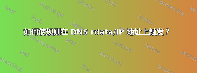 如何使规则在 DNS rdata/IP 地址上触发？