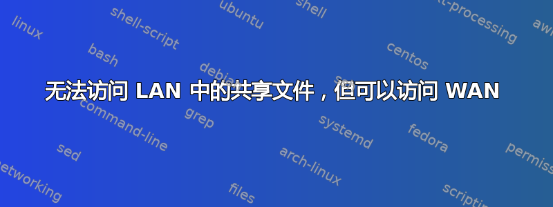 无法访问 LAN 中的共享文件，但可以访问 WAN