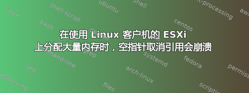 在使用 Linux 客户机的 ESXi 上分配大量内存时，空指针取消引用会崩溃