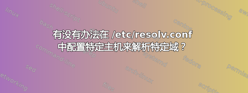 有没有办法在 /etc/resolv.conf 中配置特定主机来解析特定域？