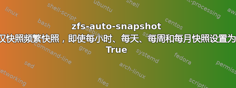 zfs-auto-snapshot 仅快照频繁快照，即使每小时、每天、每周和每月快照设置为 True